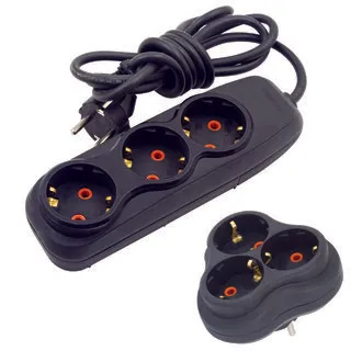 Nilson 3'lü 1,5 Mt Topraklı Grup Priz + Golyat Siyah