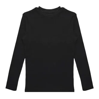 Brix Kız Çocuk Fitilli Uzun Kollu T-Shirt Siyah 5-6