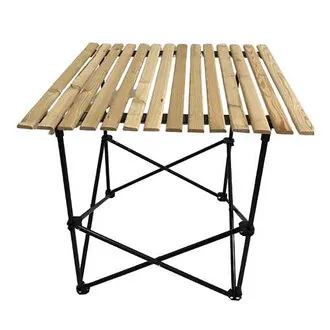 Evvov Katlanır Ahşap Tablalı Kamp Masası 70X70 Cm