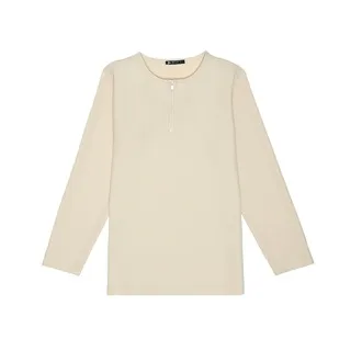 Bella Dossi Erkek Fermuarlı Uzun Kol Tshirt Bej L