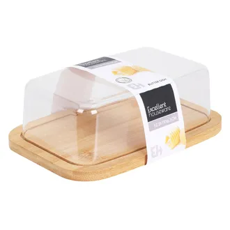 Excellent Hauseware Kapaklı Bambu Tabaklı Tereyağlık