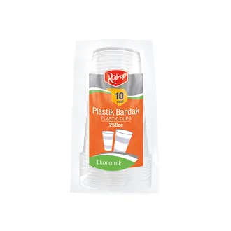 Roll-Up Plastik Şeffaf Bardak 10'lu 250 Cc