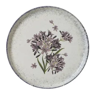 Keramika Seramik Nordic Mor Çiçek Servis Tabağı 28 Cm