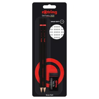 Rotring 2B Sınav Kurşun Kalemi Seti, 2 adet Sınav kurşun kalemi + Sınav silgisi