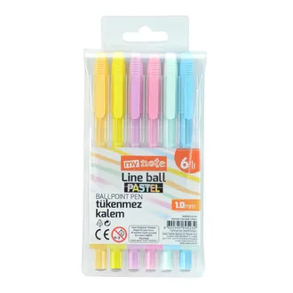Mynote Line Ball 1.0 Mm 6'lı Pastel