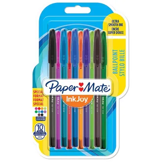 Papermate Inkjoy 100 Tükenmez Kalem, Kapaklı, 1.0 uç, Karışık Renkli 10'lu Kalem Seti