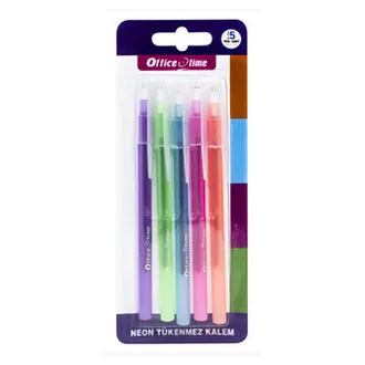 School Time Tükenmez Kalem Neon Renkler 5'li