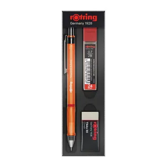 Rotring Visuclick Versatil Kalem 3’lü Okul Seti: Uçlu Kalem 0.7 mm Turuncu Renk, 0.7 Uç 2B, Tikky Silgi