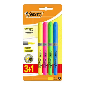 BIC Marking Highlighter Grip Fosforlu Kalem 3+1 Blister