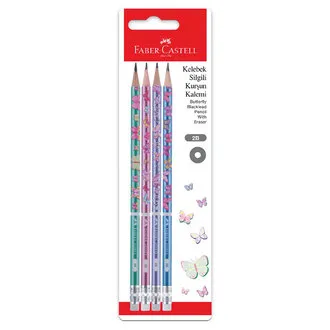 Faber Castell Blister Kelebek Silgili Kurşun Kalem 2B 4'lü