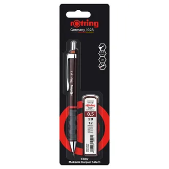 Rotring Tikky Versatil, 0.5 Uçlu Kalem + 2B uç hediye, Bordo renkli kalem