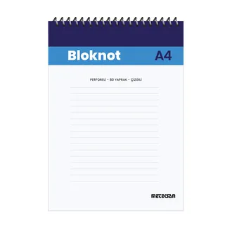 Meteksan A4 80 Yaprak Çizgili Spiralli Bloknot