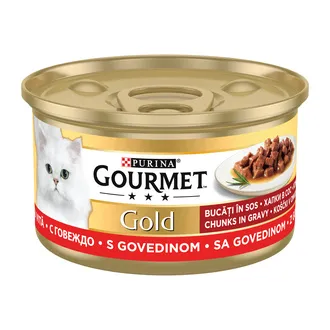 Gourmet Gold Soslu Sığır Etli Yaş Kedi Maması Konserve 85 G