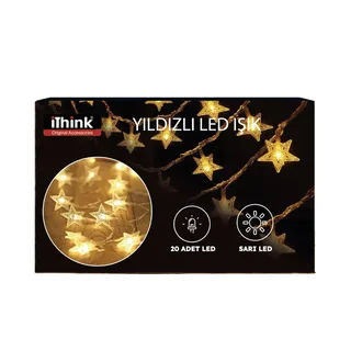 i'think Sarı Yıldız Led Işık Zincir 20 Led LS-950