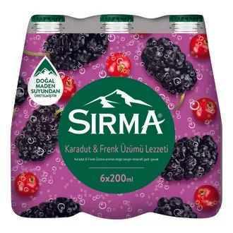 Sırma B+ Karadut Frenk Üzümü Maden Suyu 6 x 200 Ml