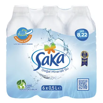 Saka Doğal Mineralli Su 6 x 500 Ml