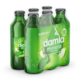 Damla Minera Elmalı Maden Suyu Cam Şişe 6x200 ML