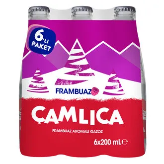 Çamlıca Frambuaz Aromalı Gazoz Cam Şişe 6x200 Ml