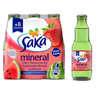 Saka Karpuz Çilek Aromalı Gazlı İçecek 6 x 200 Ml