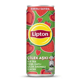 Lipton Ice Tea Yeşil Çaylı Çilek Aromalı Soğuk Çay Kutu 330 Ml