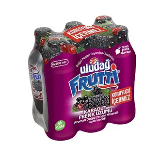 Uludağ Frutti Karadut & Frenk Üzümü Aromalı Gazlı İçecek 6 x 200 Ml