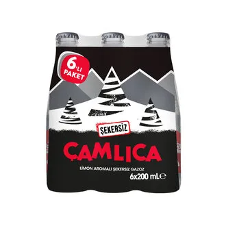Çamlıca Limon Aromalı Şekersiz Gazoz 6X200 Ml