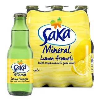 Saka Limon Aromalı Doğal Zengin Mineralli Gazlı İçecek 6 x 200 Ml