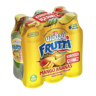Uludağ Frutti Mango & Ananas Aromalı Gazlı İçecek 6 x 200 Ml