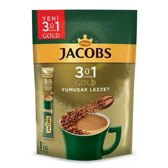 Jacobs Gold 3'ü 1 Arada Yumuşak Lezzet Paket 10 x 18 G