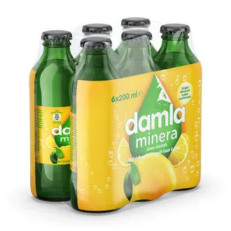 Damla Minera Limonlu Maden Suyu Cam Şişe 6x200 ML