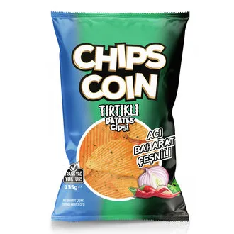 Chips Coin Tırtıklı Patates Cipsi Acı Baharatlı Çeşnili 135 G