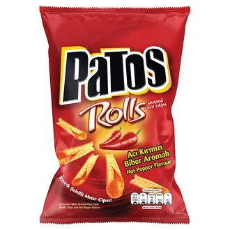 Patos Rolls Acı Kırmızı Biber Aromalı Mısır Cipsi 185 G