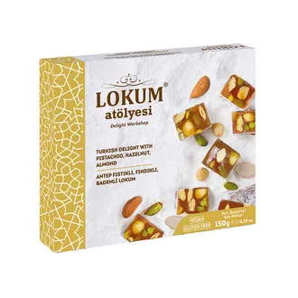 Lokum Atölyesi Antep Fıstıklı Fındıklı Bademli Lokum 150 G