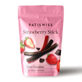 Patiswiss Bitter Çikolata Kaplı Çilek Çubuğu 80 G