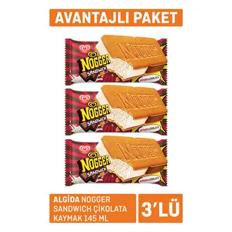 Nogger Sandwich Çikolata Kaymak 145 Ml*3