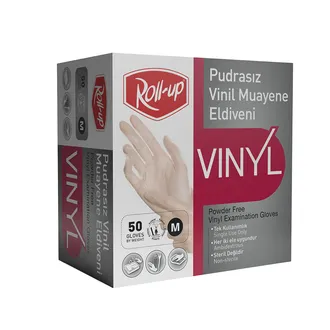 Roll-Up Vinil Muayene Eldiveni Pudrasız 50'li