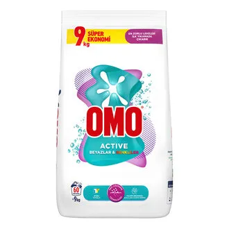 Omo Active Toz Deterjan Renkliler & Beyazlar 9 Kg
