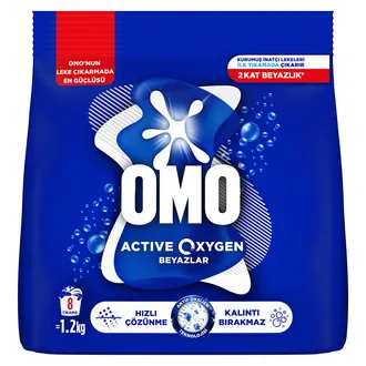 Omo Active Oxygen Toz Çamaşır Deterjanı Beyazlar İçin En Zorlu Lekeleri İlk Yıkamada Çıkarır 1,2 Kg