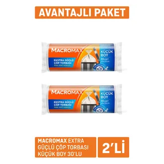 Macromax Extra Güçlü Çöp Torbası Küçük Boy 2 x 30'lu