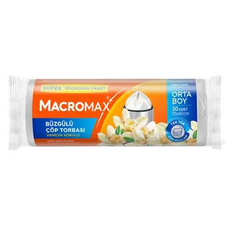 Macromax Büzgülü Orta Boy Çöp Torbası Vanilya 30'lu