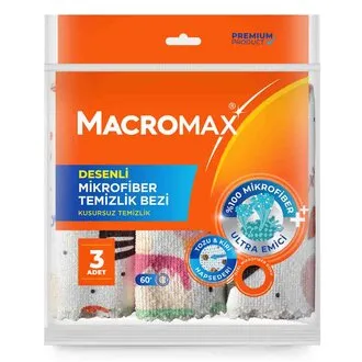 Macromax Desenli Mikrofiber Bezi 3'lü