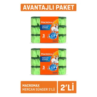 Macromax Mercan Sünger 2 x 3'lü