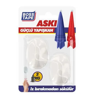Boss Tape Yapışkanlı Şeffaf Duvar Askısı 2'li Büyük