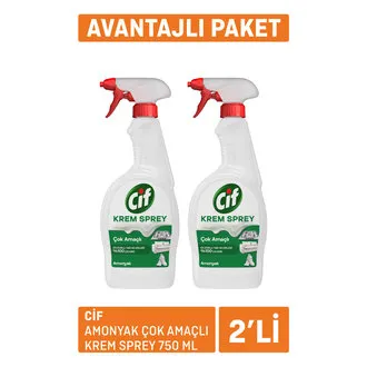 Cif Amonyak Çok Amaçlı Krem Sprey 2 x 750 Ml