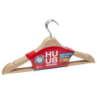Huub Ahşap Desenli Askı 3'lü
