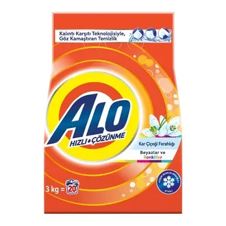 Alo Toz Çamaşır Deterjanı Kar Çiçeği Ferahlığı Beyazlar ve Renkliler Hızlı Çözülme 3 kg