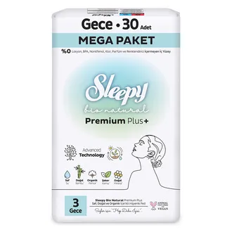 Sleepy Bio Natural Premium Plus+ Gece 30'lu