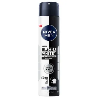 NIVEA MEN Erkek Sprey Deodorant Black&White Invisible 72 Saat Anti-perspirant Original 200ml