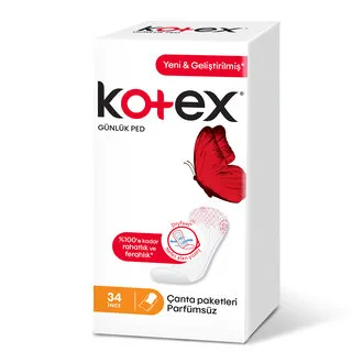 Kotex İnce Günlük Ped Parfümsüz 34'lü