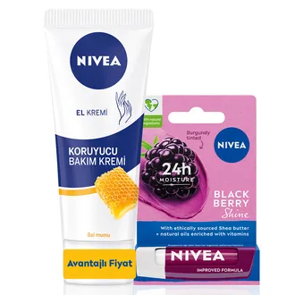 Nivea Bal Mumu El Kremi 75 Ml + Böğürtlen Dudak Bakım Kremi 4.8 G